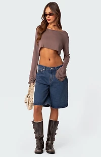 Edikted Sheer Raw Hem Crop Top