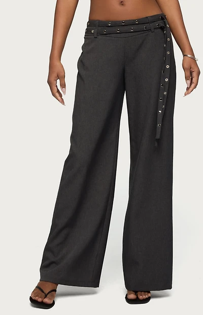 Edikted Cruz Double Belt Baggy Tailored Pants