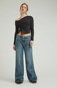Pacsun Lena Low Rise Super Baggy Jeans Medium Indigo Sparkle