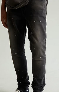Pacsun Bryce Stacked Skinny Jeans Stretch Paint Splatter Faded Black