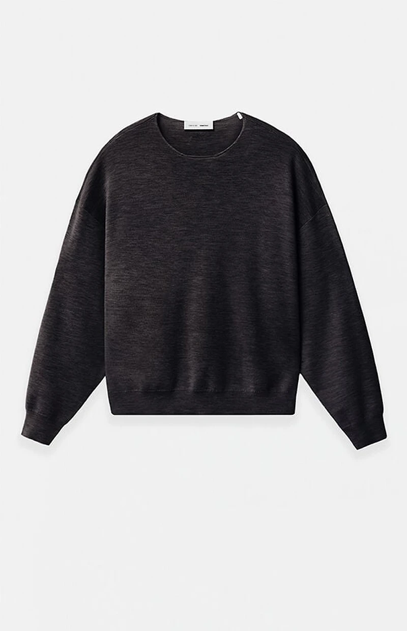 Fear of God ESSENTIALS Jet Black Merino Wool Crew Neck Sweater
