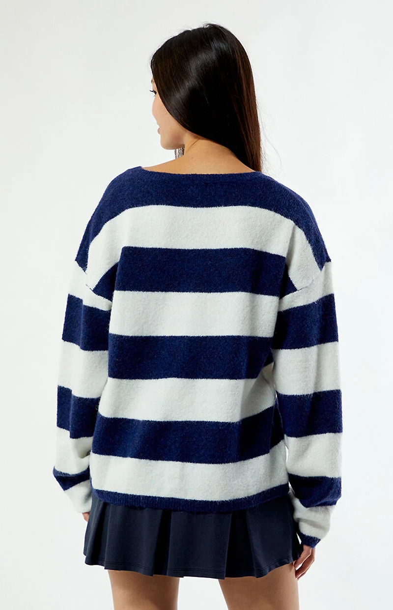 LA Hearts Striped V-Neck Sweater