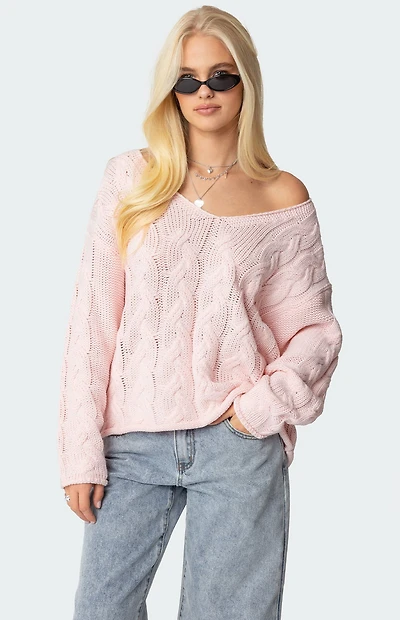 Edikted Inga Oversized Cable Knit Sweater