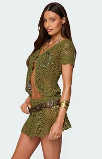 Edikted Mabelle Crochet Split Front Top