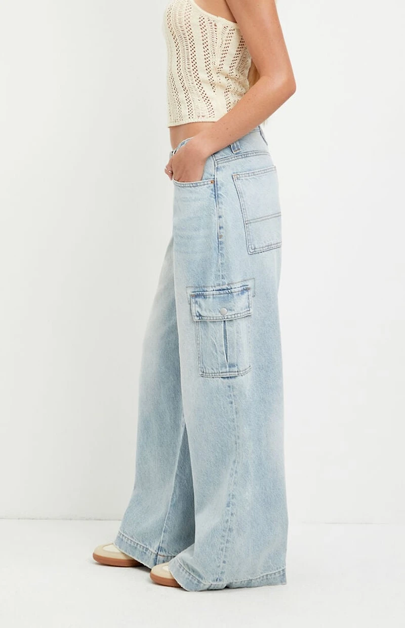 Pacsun Sloane Low Rise Ultra Baggy Jeans Cargo Light Blue