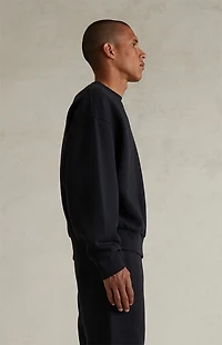 Fear of God ESSENTIALS Jet Black Classic Fleece Crew Neck Sweatshirt