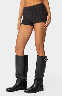 Edikted Avey Cable Knit Shorts