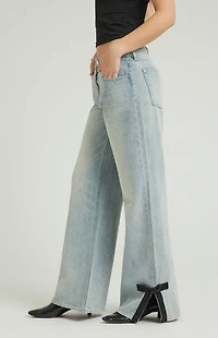 Pacsun Lena Low Rise Super Baggy Jeans Bow Light Indigo