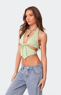 Edikted Cady Tie Front Cut Out Top