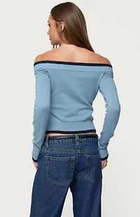 Edikted Kezzie Contrast Off Shoulder Knit Top