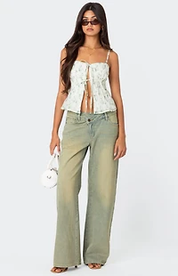 Edikted Malmo Printed Tie Front Top