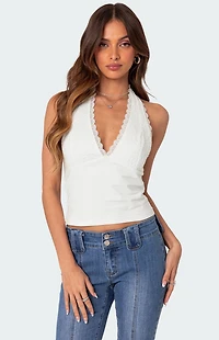 Edikted Carolyn Lacey Halter Top