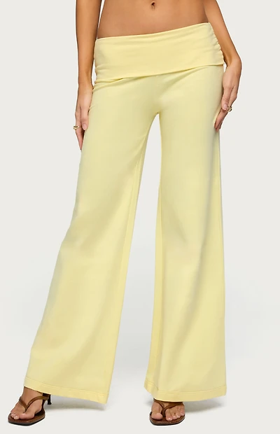 Edikted Wide Leg Foldover Pants
