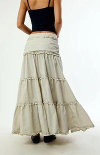 Daisy Street Dew Grid Print Maxi Skirt