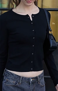 John Galt Black Soft Button Down Cardigan