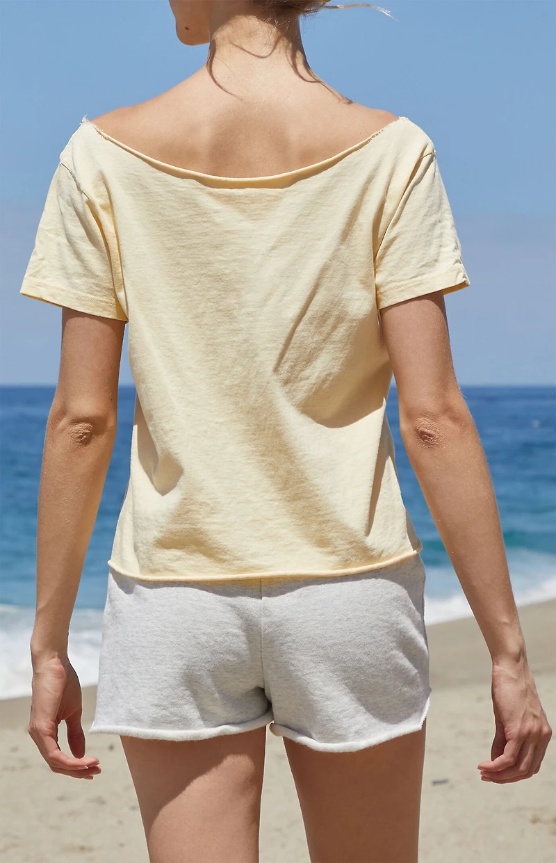 John Galt Yellow Robyn Off-The-Shoulder Short Sleeve Top