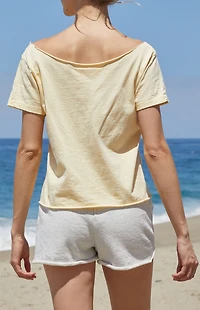 John Galt Yellow Robyn Off-The-Shoulder Short Sleeve Top