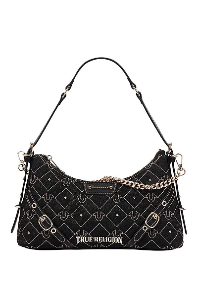 True Religion Studded Denim Chain Shoulder Bag