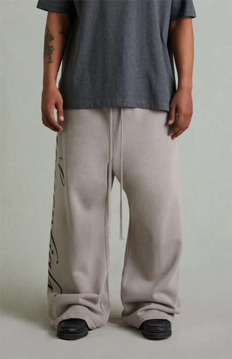 Fear of God ESSENTIALS Smoke Grey Script Logo Lounge Fleece Baggy Sweatpants
