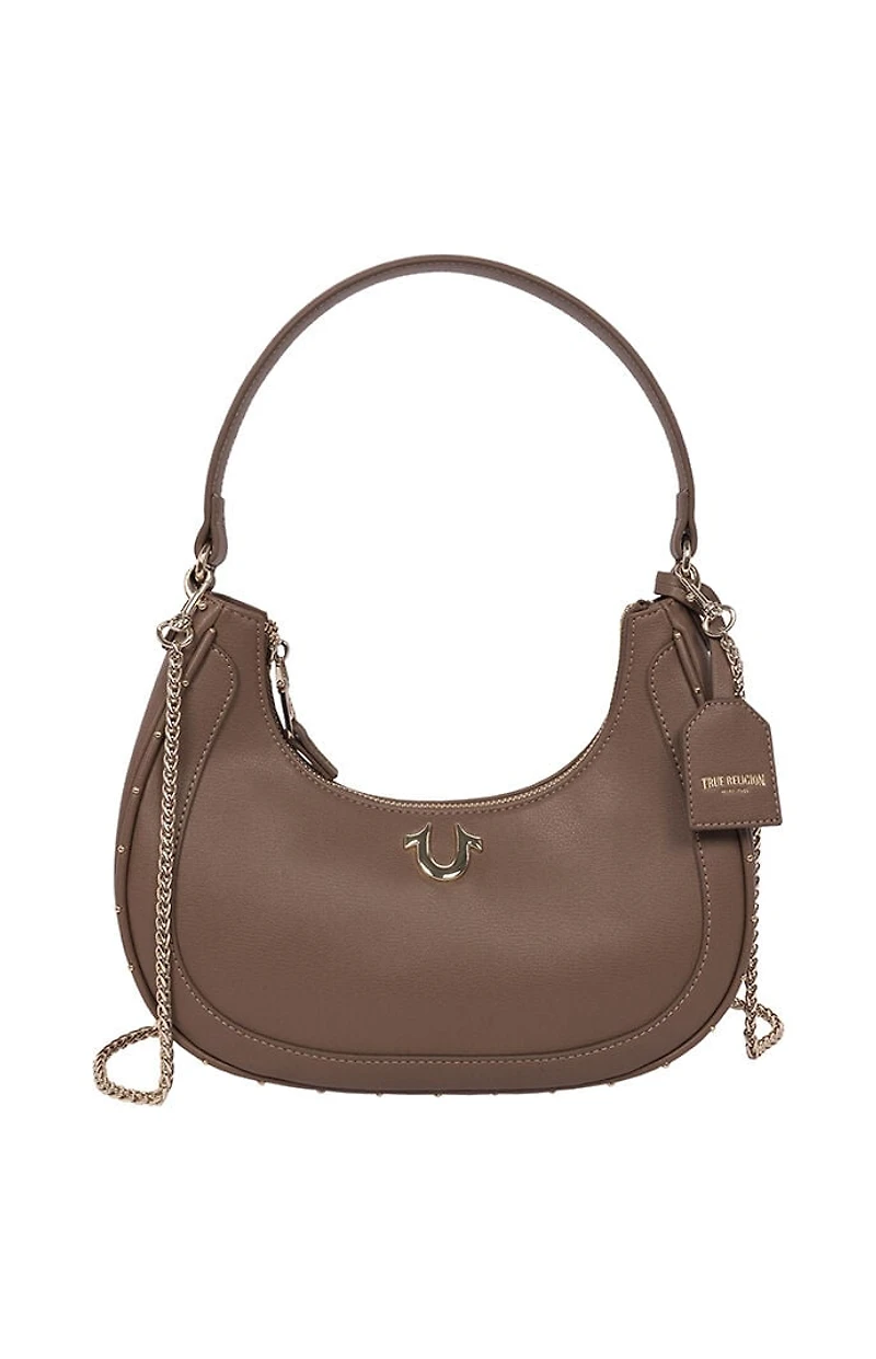 True Religion Top Zip Crescent Hobo Bag