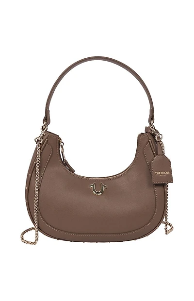 True Religion Top Zip Crescent Hobo Bag