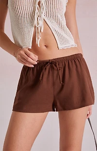 Beverly and Beck Linen Drawstring Micro Shorts