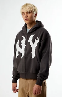 Pacsun NY Raw Applique Full Zip Up Hoodie