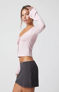 Third Charm Pinstripe Low Rise Mini Skirt