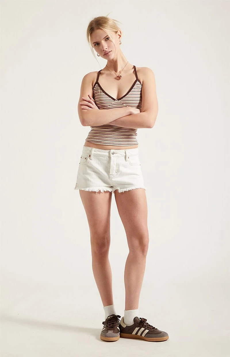 Pacsun Jamie Denim Micro Shorts Frayed Contrast White