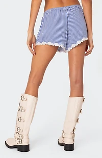 Edikted Patty Striped Lace Trim Shorts