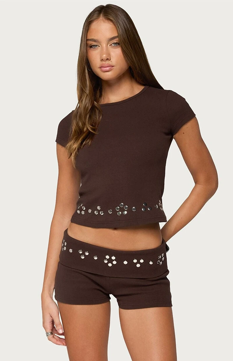 Edikted Fontey Studded Ribbed Top