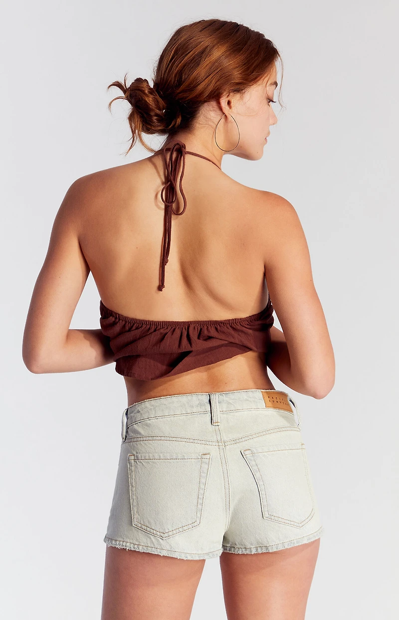 Pacsun Light Indigo Button Tab Denim Micro Shorts