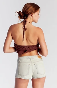 Pacsun Light Indigo Button Tab Denim Micro Shorts