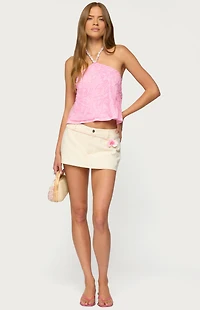 Edikted Ayva Embroidered Floral Bead Halter Top