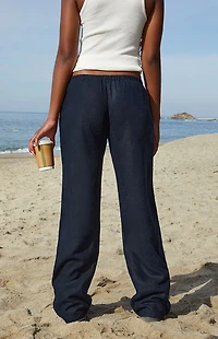 John Galt Dark Blue Anastasia Linen Pants