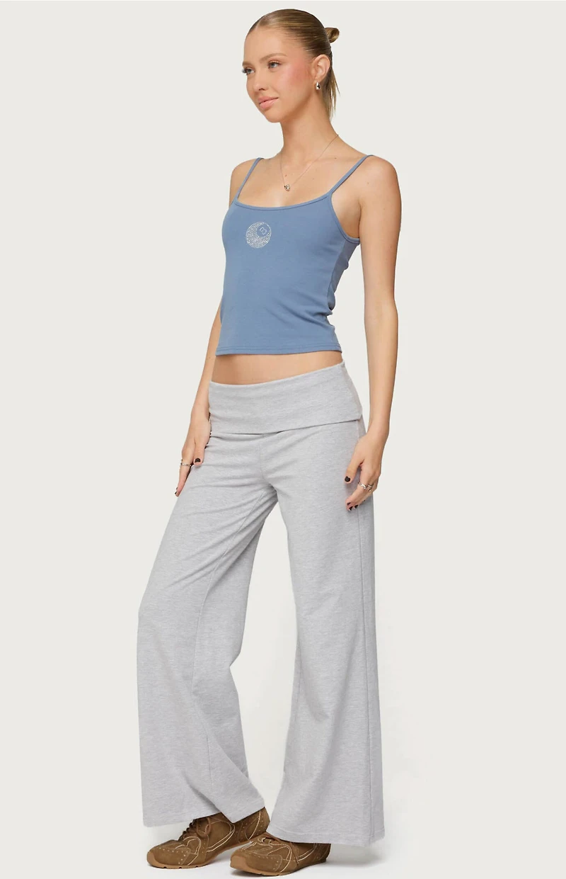 Edikted Petite Wide Leg Fold Over Pants