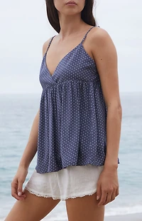 John Galt Navy Polka Dot Edith Tank Top