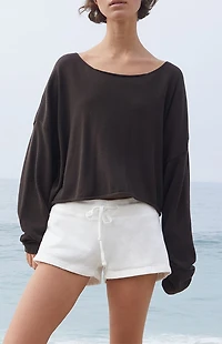 John Galt Brown Cameron Cropped Sweater