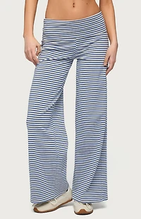 Edikted Petite Lilah Striped Fold Over Pants