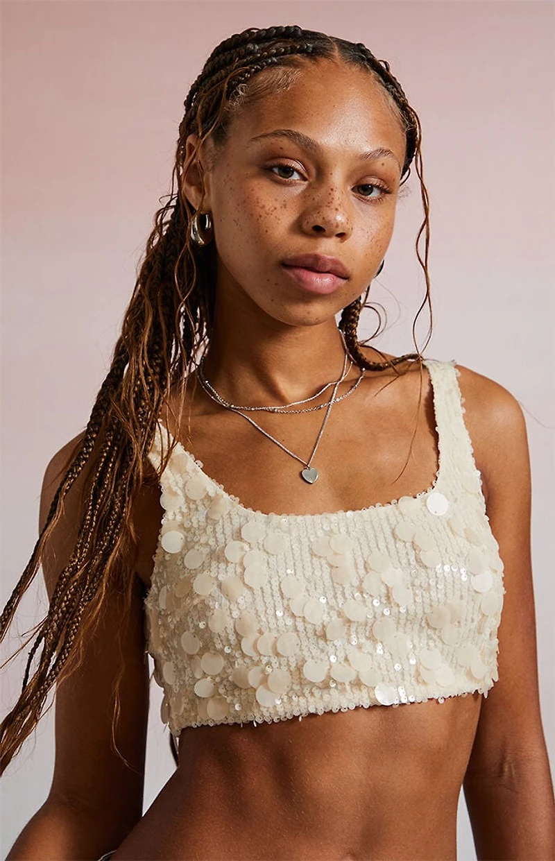 Third Charm Tatianna Sequin Micro Tank Top