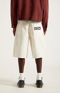 Pacsun Austin Extreme Baggy Denim Shorts Patch Cream
