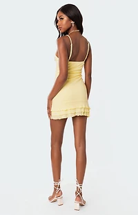 Edikted Pointelle Ruffle Mini Dress