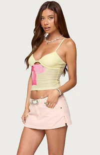 Edikted Alanah Flower Cut Out Mesh Top