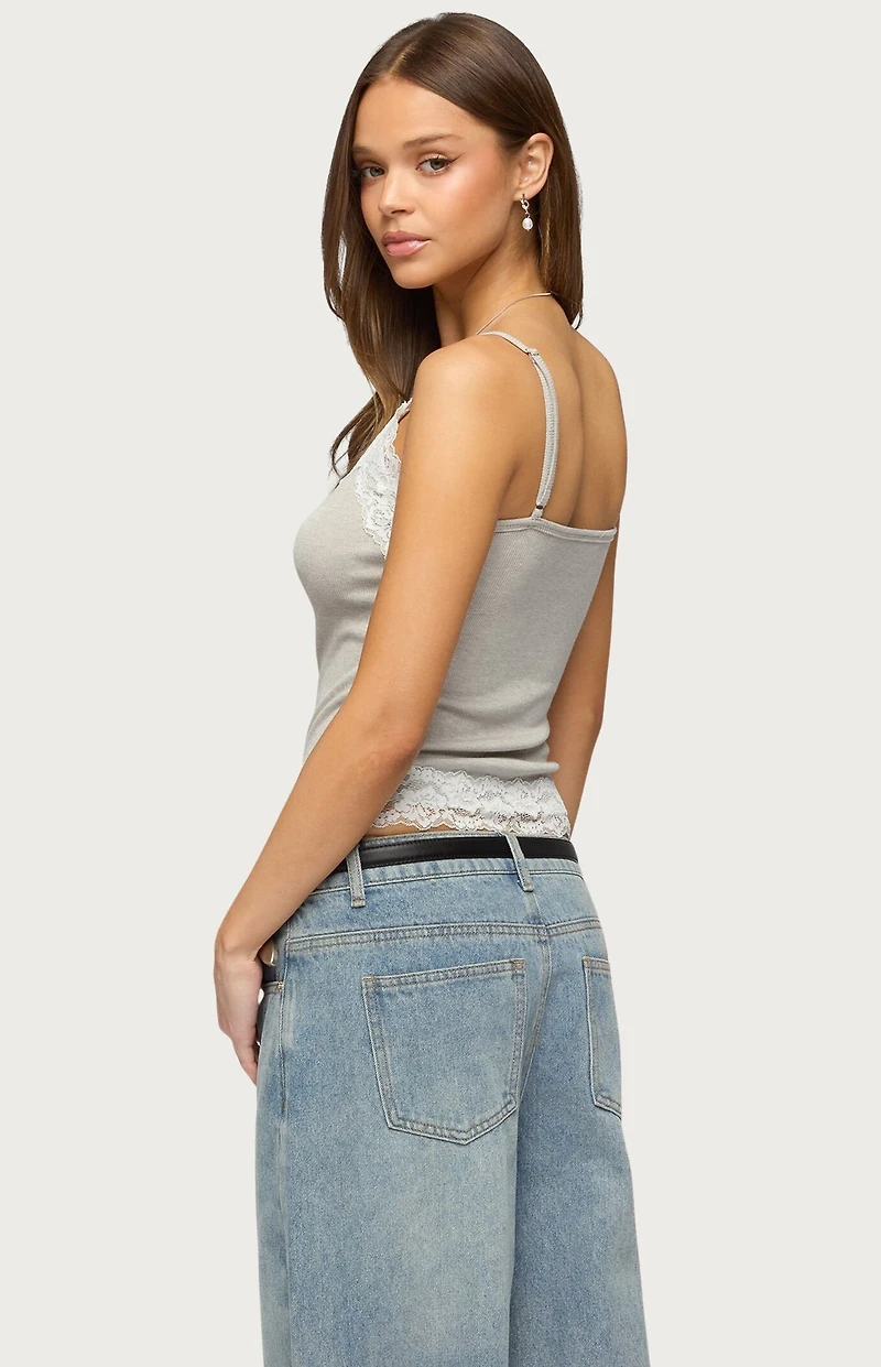 Edikted Vieve Contrast Lacey Tank Top