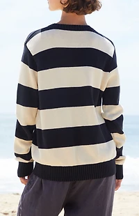 John Galt Navy & White Striped Thick Knit Sweater