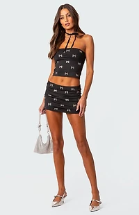 Edikted Rhinestone Bow Tube Top