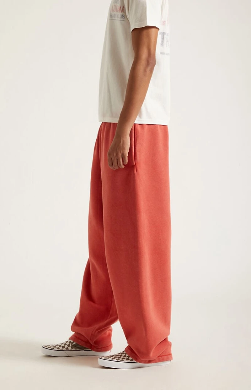 Pacsun Red Washed Fleece Extreme Baggy Sweatpants