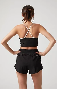 PAC 1980 WHISPER Active Black Charlie X-Back V-Neck Sports Bra
