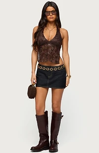 Edikted Butterfly Sequin Backless Halter Top