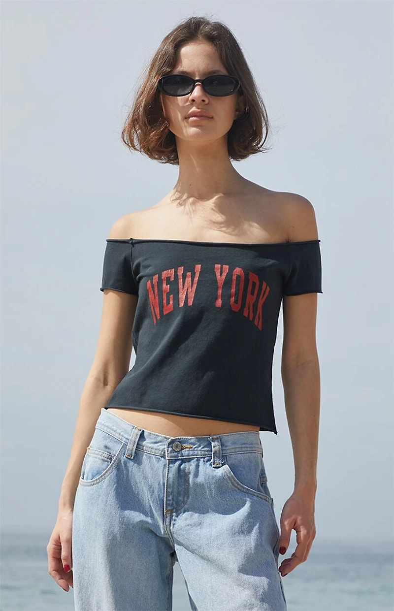 John Galt Black Bonnie New York Off-The-Shoulder Top